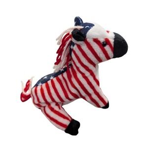 Ty Beanie Baby Lefty Donkey 2000 Patriotic Red White Blue Plush 6" USA